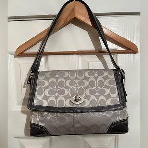 Coach Silver Signature Logo Shoulder Bag